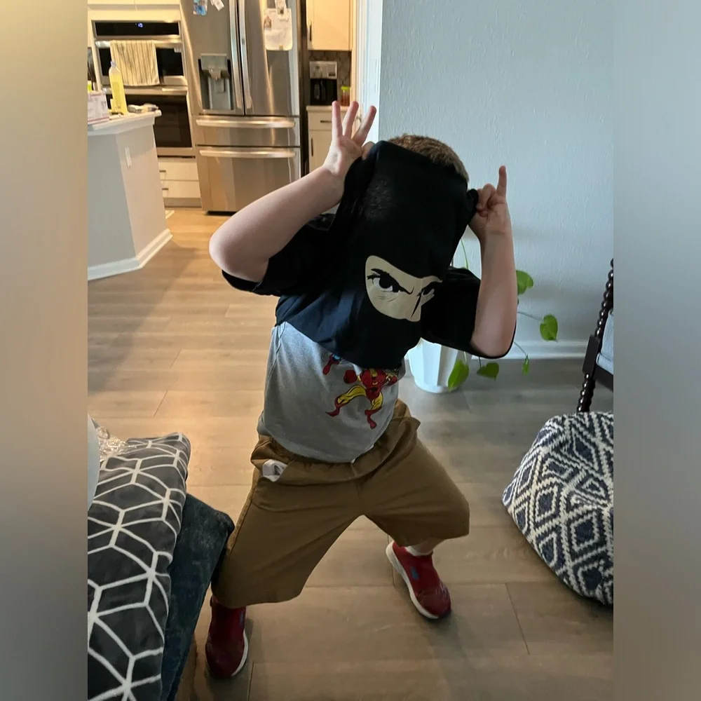 NWT Ask Me About My Ninja Disguise Kids Tshirt Size XL Black and White - Picture 2 of 3